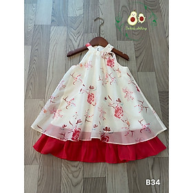 Đầm cổ yếm 2 tầng cho bé gái đi chơi đi học dự tiệc biễu diễn từ 12-40kg chất tơ mềm mát