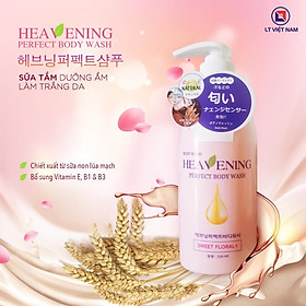 Combo chai sữa tắm dưỡng ẩm, làm trắng da Heavening  Hàn Quốc  + bàn chà