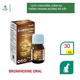 Vemedim Bromhexine oral chứa tinh chất nhân sâm, cam thảo giúp long đờm, giảm ho, thông thoáng đường hô hấp cho chó mèo, chai 30ml