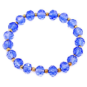 Chuỗi tay Pha lê xanh dương cắt giác 8 ly phối hạt vàng CTFLXDGBVK8 - Vòng chuỗi phong thủy