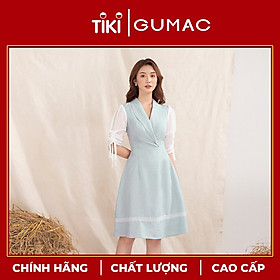 Đầm váy nữ DA1053 GUMAC thiết kế cổ lật phối tay