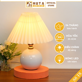 Mua Đèn Ngủ Để Bàn Gốm Sứ Cao Cấp HUTA S8 Chao Xếp Ly Vintage Dễ Thương Decor Trang Trí Phòng Ngủ  Đọc Sách Đầu Giường  Điều chỉnh độ sáng  Đèn Vàng Bóng LED Tiết Kiệm Điện