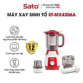 Mua Máy xay sinh tố đa năng SATO MX4306A - Máy xay gồm 03 cối: Cối xay sinh tố  cối xay thịt & cối nhỏ. Thân máy sử dụng nhựa ABS  độ bền cao  chịu lực tốt - Miễn phí vận chuyển toàn quốc - Hàng chính hãng