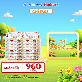 Combo 12 Khăn Ướt Dịu Nhẹ Cho Trẻ Sơ Sinh Huggies (80 Tờ/Gói)