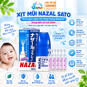 Combo chai Xịt Xoang Mũi 30ml NazaI Nhật Bản và 5 Ống Nước Muối Vệ sinh Mắt Mũi Fysoline Pháp