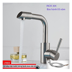 Vòi lavabo nóng lạnh cắm chậu OS313 inox 304 nguyên khối tặng kèm 02 dây