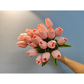 Mua SIÊU HOT - Combo 10 bông tulip PU non + lọ thủy tinh hot trend - trang trí nhà cửa