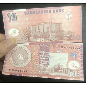 Mua Tiền Bangladesh  mệnh giá 10 taka cottong  mới cứng  tặng kèm bao nilong bảo quản