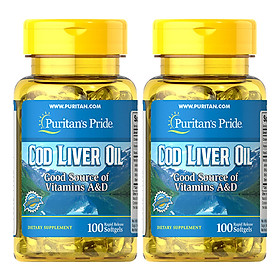 Thực Phẩm Chức Năng - Bộ 2 Viên Uống Dầu Gan Cá Tuyết Giúp Sáng Mắt Puritan'S Pride Cod Liver Oil (100 Viên)