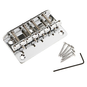 4 Saddles Bass Tailpiece Bridge Hardtail for 4-String Electric Bass - Silver