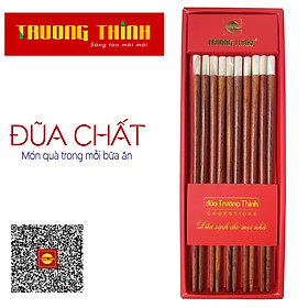 Mua Đũa Gỗ Cẩm Lai Đầu Gắn Ngọc Trắng Liền Khối Cao Cấp Trường Thịnh/ Hộp Màu Đỏ/ 10 Đôi Tròn.