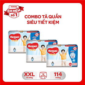 Combo 3 Gói Tã Quần Huggies Dry Gói Đại XXL38 (38 Miếng)