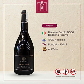 Rượu vang đỏ Ý Bersano Badarina Barolo Riserva DOCG 14% 750ml nhập khẩu - Hàng Chính Hãng
