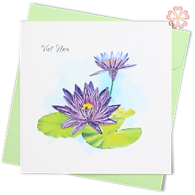 Thiệp Giấy Xoắn Nghệ Thuật - Thiệp Hoa Súng - Water Lily Card - Việt Nam - 15 x 15 - VN2NN115SBDC1