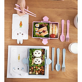 Hộp Cơm Lúa Mạch 2 Ngăn Hình Gấu