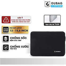 Túi chống sốc đệm viền dày GuBag, đựng vừa các dòng laptop, chống nước, chống xước - Màu Đen - 14 inch