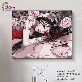 Mua Tranh số hóa tô màu theo số mã AN0125 Tranh Anime cổ trang Cô gái lạnh lùng
