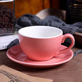 Mua Tách cà phê Capuchino dáng lùn men gốm Không Gian Gốm Bát Tràng cao cấp kèm đĩa 220ml nhiều màu
