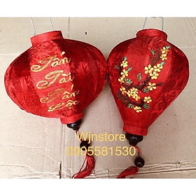 Mua Đèn lồng hội an thêu chữ và hoa mai vàng