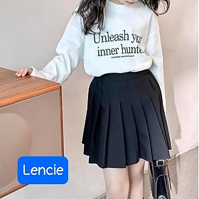 Chân váy xếp ly cho bé gái màu trắng đen phối đồ phong cách Hàn Quốc size 12-60kg mẫu mới (kèm chip)