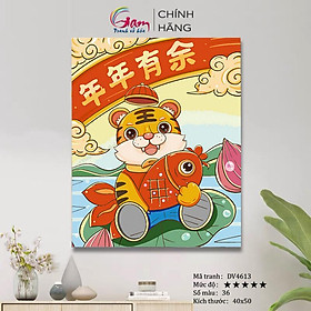 Mua Tranh Tô Màu Theo Số Hổ Thần Tài Tuổi Dần Có Khung Nâng Cấp Lọ Màu 5ml Kèm 2 Bộ Cọ DV4613