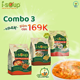 Combo 3 Túi Canh ISOUP (Kim Chi + Mây+ Súp Nấm) - Canh Ăn Liền Sấy Thăng Hoa