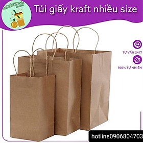 Mua 10 Túi giấy Kraft Nâu có quai nhiều size chắc chắn  bền bỉ  an toàn với môi trường