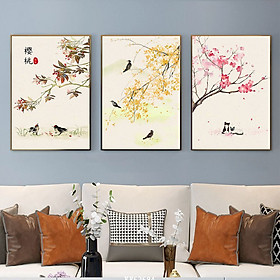 Mua Tranh Bộ 3 Canvas Đẹp - Tranh Những Bông Hoa Nghệ Thuật Decor Không Gian Cafe