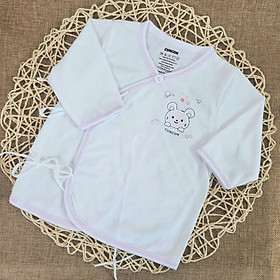 (3-6kg) Áo Sơ Sinh Cotton Cột Dây Tay Ngắn/ Tay Dài Cho Bé - Hiệu Cún Con - Hồng Tím, Hồng Tím