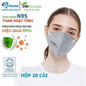 Khẩu trang y tế N95 than hoạt tính Pro Maskmàu ghi 5 lớp kháng khuẩn