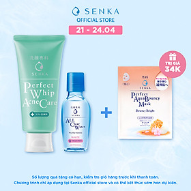 Combo Sữa rửa mặt dành cho da mụn Senka Perfect Whip Acne Care 100g + Nước tẩy trang Senka All Clear White 70ml