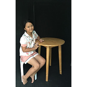 Bàn làm việc, Bàn tròn cafe size 60cm x cao 70cm gỗ cao su AS1016