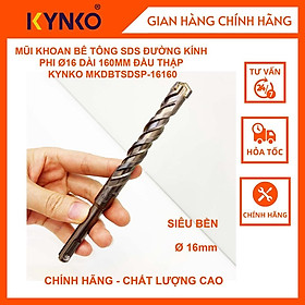 MŨI KHOAN BÊ TÔNG SDS ĐƯỜNG KÍNH PHI Ø16 DÀI 160MM ĐẦU THẬP KYNKO MKDBTSDSP-16160