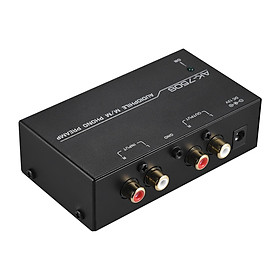 Phono Preamp Preamplifier US Standard Plug Portable with Metal Shell Accessory ,2Xrca Input, 2Xrca Output ,Black Compact