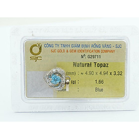  Dây chuyền bạc S925 đính đá Topaz xanh Hoàng Ngọc tự nhiên kiểm định