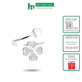 Nhẫn Nữ Bạc Ý - Cỏ 4 Lá May Mắn - Bảo Hành Vĩnh Viễn ( Hàng Chính Hãng ) Bạc Hiểu Minh NU384S
