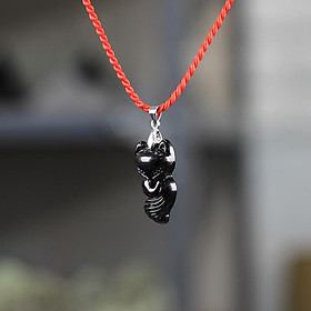 Vòng cổ nữ Hồ Ly đuôi dài Pha Lê đen móc bạc