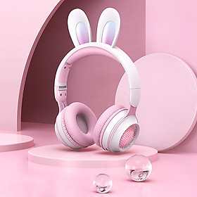 Tai nghe chụp tai bluetooth Cute Rabbit , tai nghe thỏ không dây siêu dễ thương có đèn led đổi màu cực đẹp, tai thỏ đáng yêu có mic đàm thoại cao cấp Hàng Chính Hãng DEVO