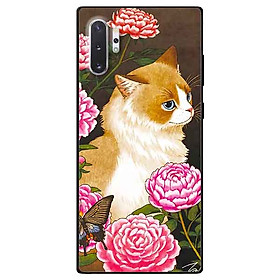 Ốp lưng in cho Samsung Note 10 Plus Mẫu Mèo Và Hoa