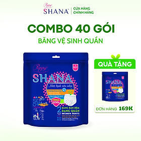 Combo 40 gói Băng Vệ Sinh Quần Peppy Shana Ngày Đêm Siêu Thấm, Freesize, Chống Tràn Tối Đa, Tiết Kiệm (80 miếng)