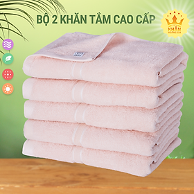 Bộ 2 khăn tắm cotton cao cấp dành cho gia đình, siêu thấm hút, mềm mại, kháng khuẩn