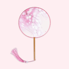 Quạt tròn cổ trang mẫu cầm tay cán dài M65 in hình bồ công anh