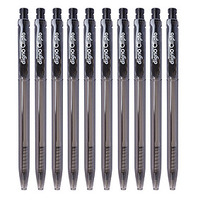 Vỉ 10 Cây Viết Bi Gel Bấm Digno Clipto - Mực Đen