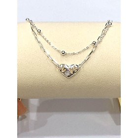 Lắc tay bạc 925 Minh Tâm Jewelry trái tim Love sợi đôi,Lăc tay bạc nũ sợi kép trái tim Love bạc 925 cao cấp