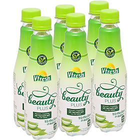 6 chai trà nha đam Vfresh Beauty Plus ít đường 350ml
