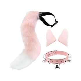 Faux Ears and Tail Set Cosplay Costume for Halloween Performance Gift