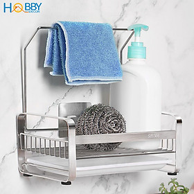 Kệ đựng đồ dùng rửa chén treo khăn bếp dán tường inox 304 HOBBY Home Decor KRC4 có miếng treo tường