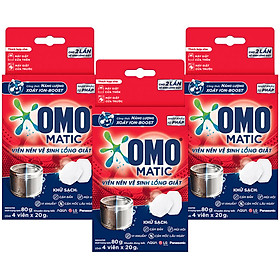 Combo 3 Hộp 4 Viên Nén Vệ Sinh Lồng Giặt OMO Matic 80gr