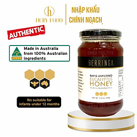 Mật Ong Tự Nhiên Berringa Raw & Unfiltered Eucalyptus honey 500g nhập khẩu