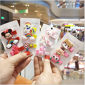 Set 2 vỉ Kẹp Tóc Cho Bé Gái Xinh Xắn Phong Cách Hàn Quốc Set 3 Chiếc ( Mẫu ngẫu nhiên)